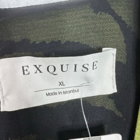 Anthropologie Exquise Wrap Blouse XL Green Black Tiger Print‎ NWT $190 - Picture 6 of 16